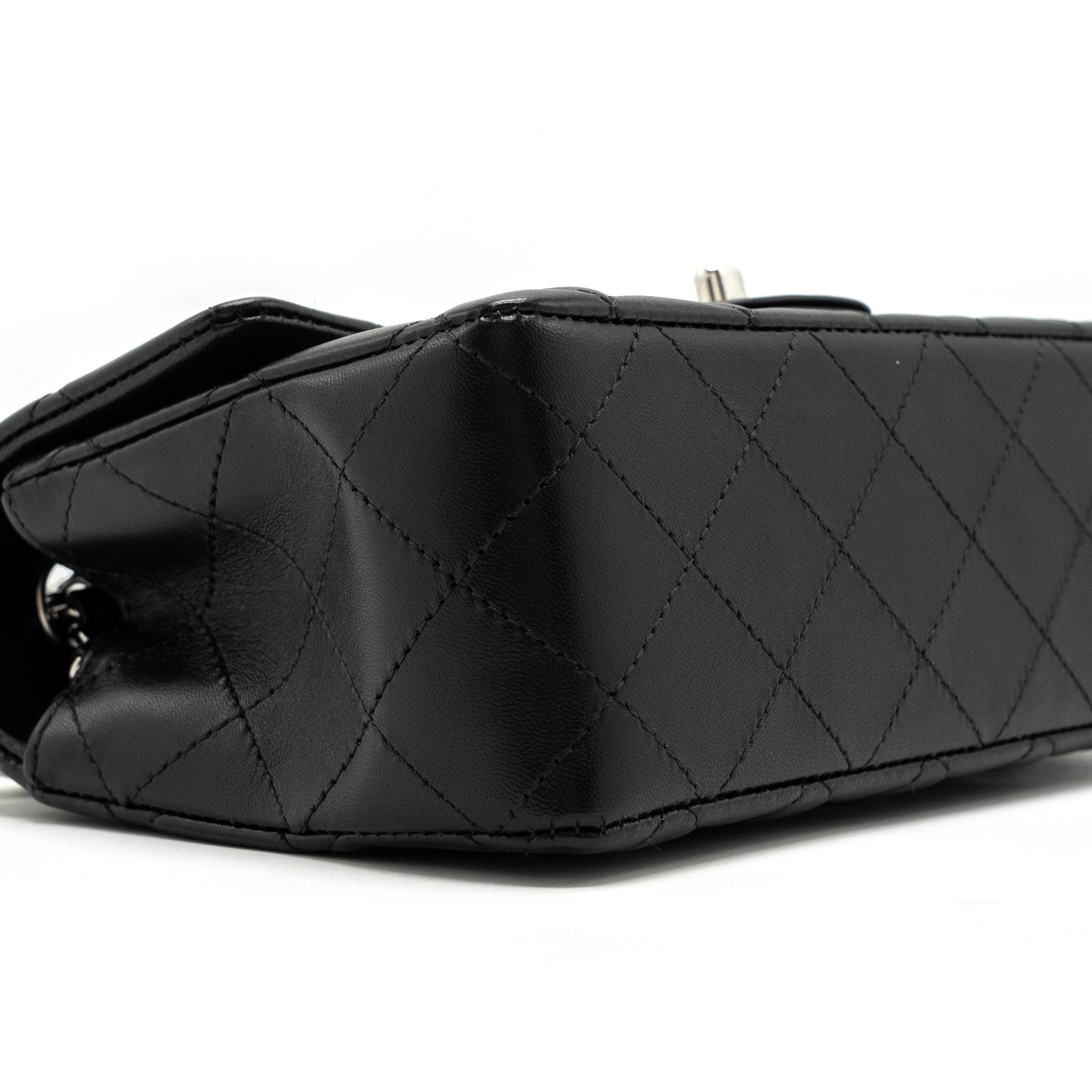 CHANEL MINI RECTANGULAR FLAP BAG LAMBSKIN BLACK WITH SHW (MICROCHIP)
