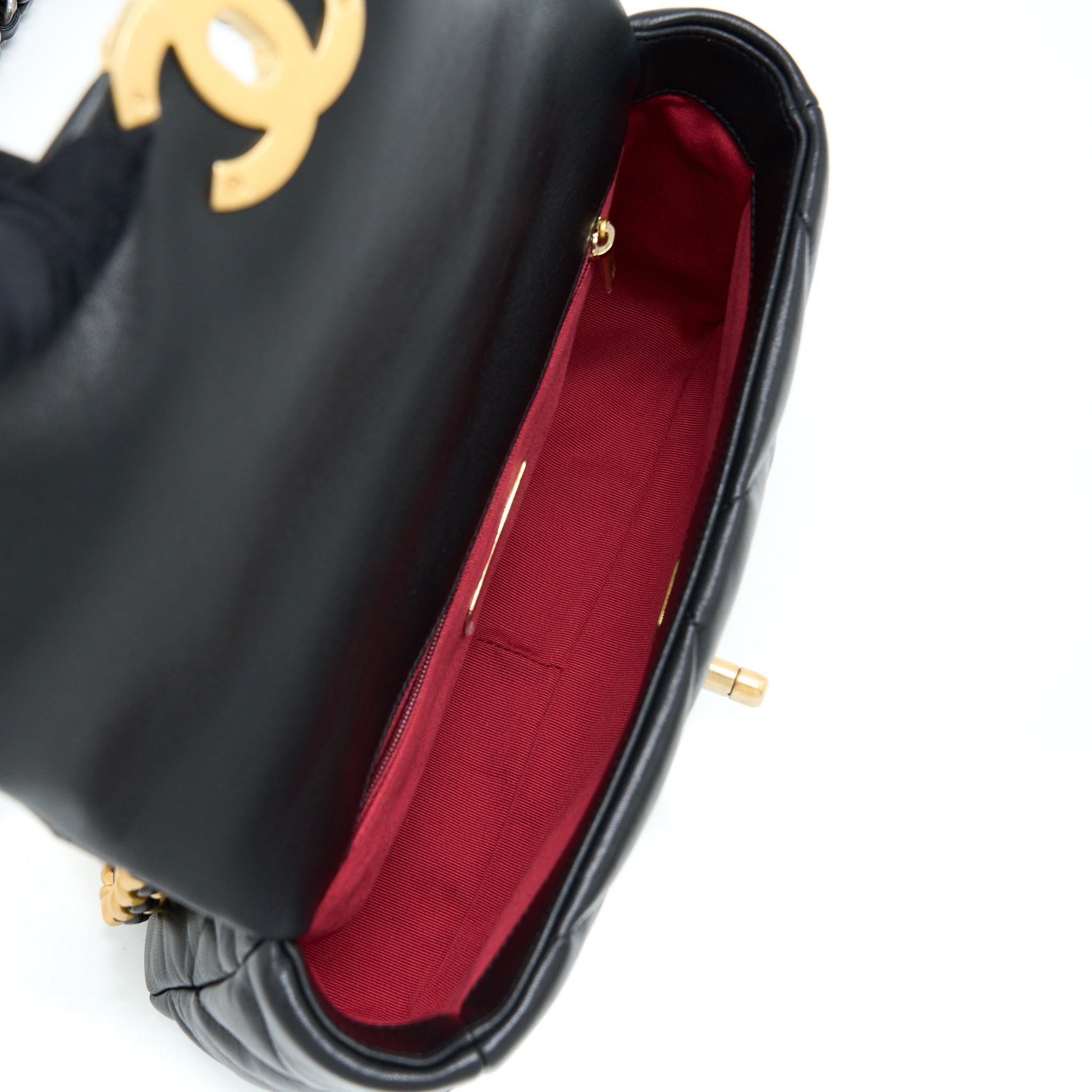 CHANEL SMALL 19 BAG LAMBSKIN BLACK MULTICOLOUR HARDWARE (MICROCHIP)