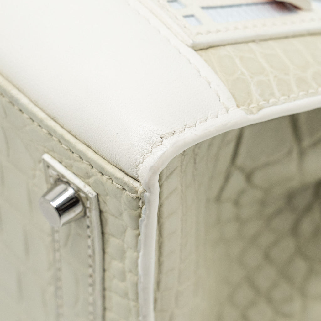 HERMES BIRKIN 20 FAUBOURG SNOW MATT ALLIGATOR / TOGO / EPSOM/ SWIFT BETON SHW