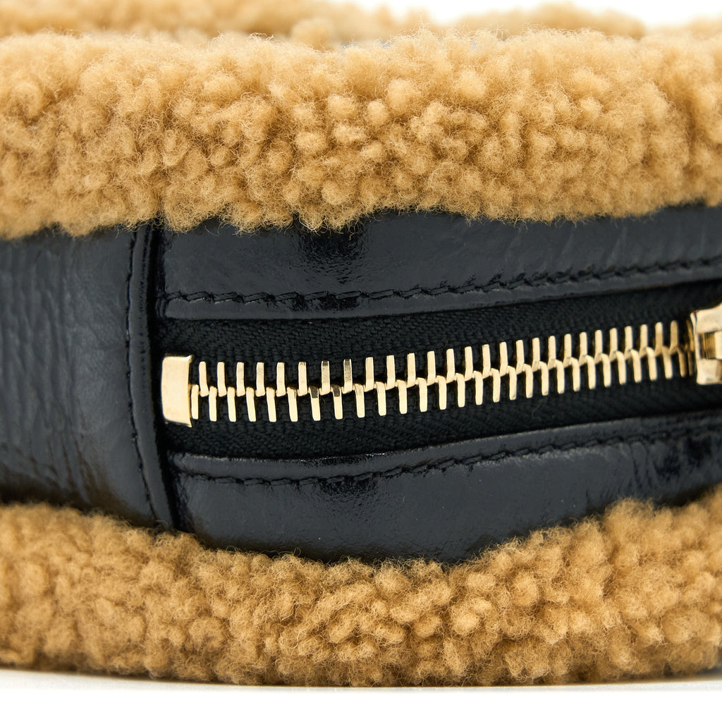 CHANEL CC MANIA WAIST BAG SHEARLING AND SHINY CRUMPLED SHEEPSKIN