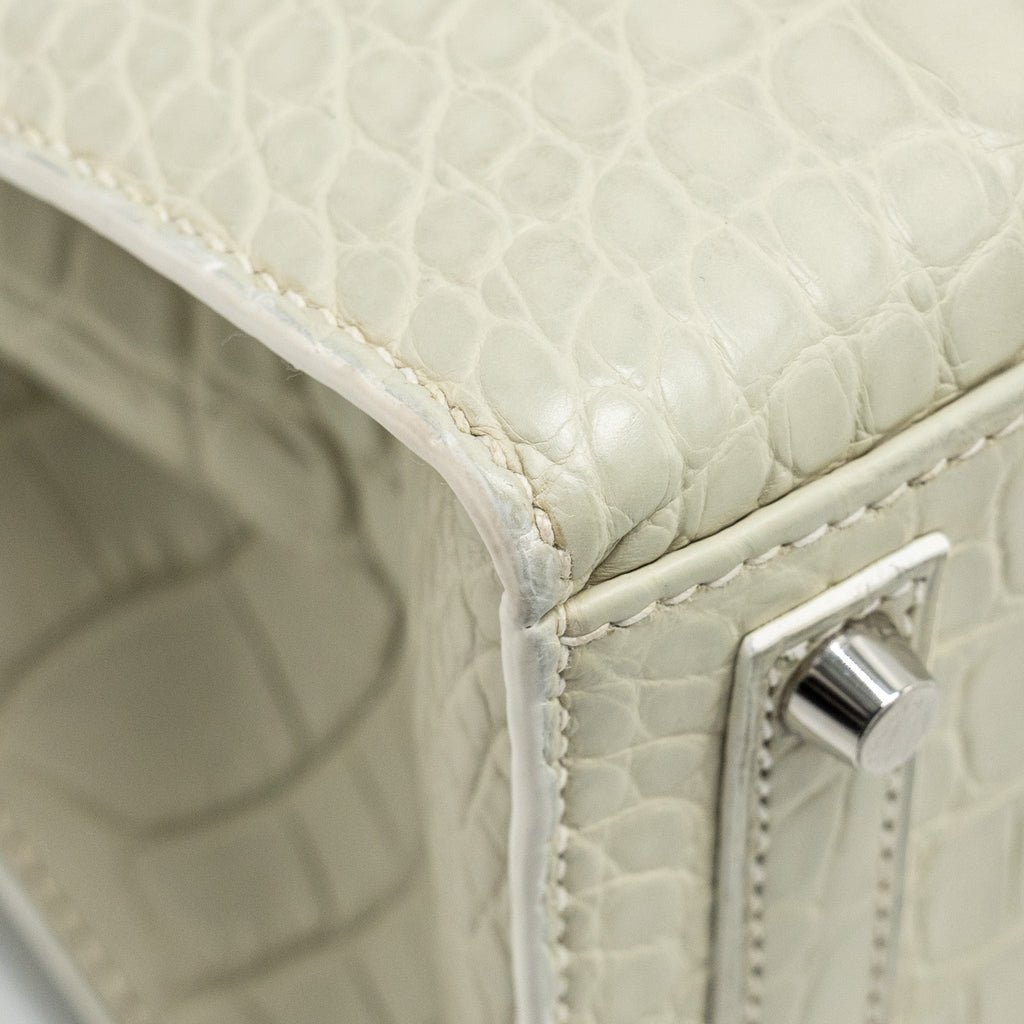 HERMES BIRKIN 20 FAUBOURG SNOW MATT ALLIGATOR / TOGO / EPSOM/ SWIFT BETON SHW