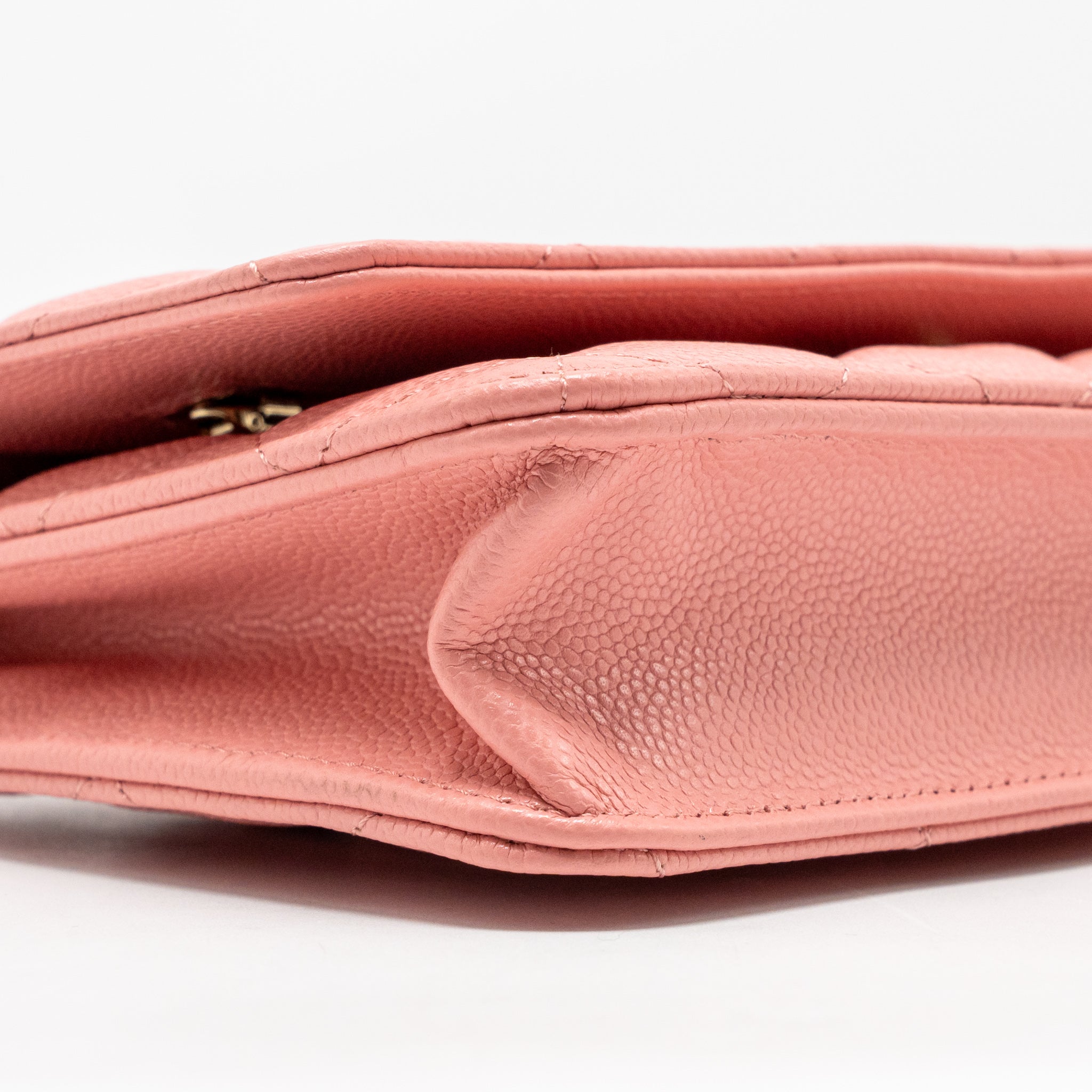 CHANEL CLASSIC WALLET ON CHAIN CAVIAR PINK LGHW (MICROCHIP)