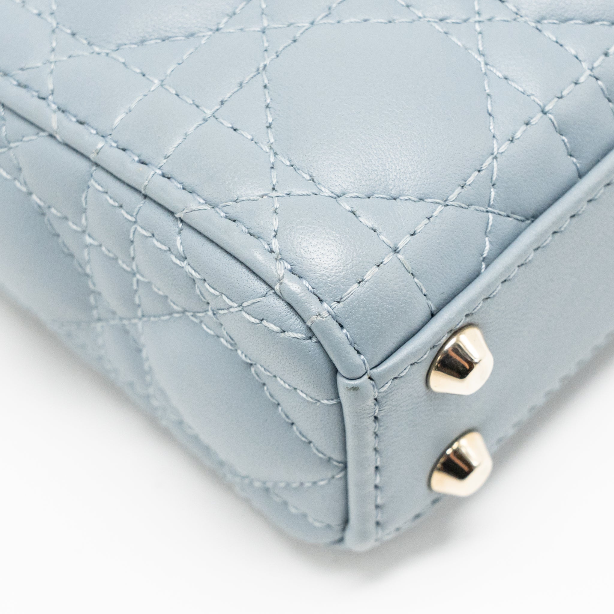 DIOR MICRO LADY DIOR CANNAGE LAMBSKIN GREY LGHW