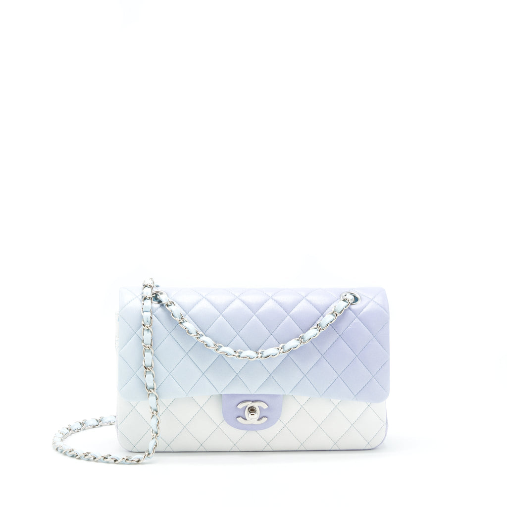 CHANEL 21K MEDIUM CLASSIC DOUBLE FLAP BAG LAMBSKIN OMBRE IRIDESCENT SHW