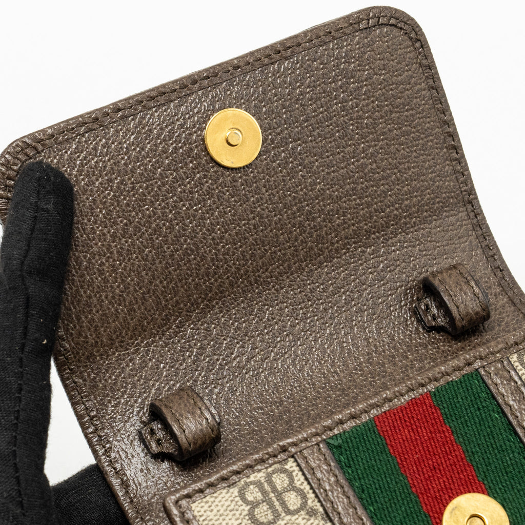 GUCCI X BALENCIAGA THE HACKER PROJECT PHONE CROSSBODY BAG CANVAS/LEATHER BROWN/MULTICOLOUR GHW