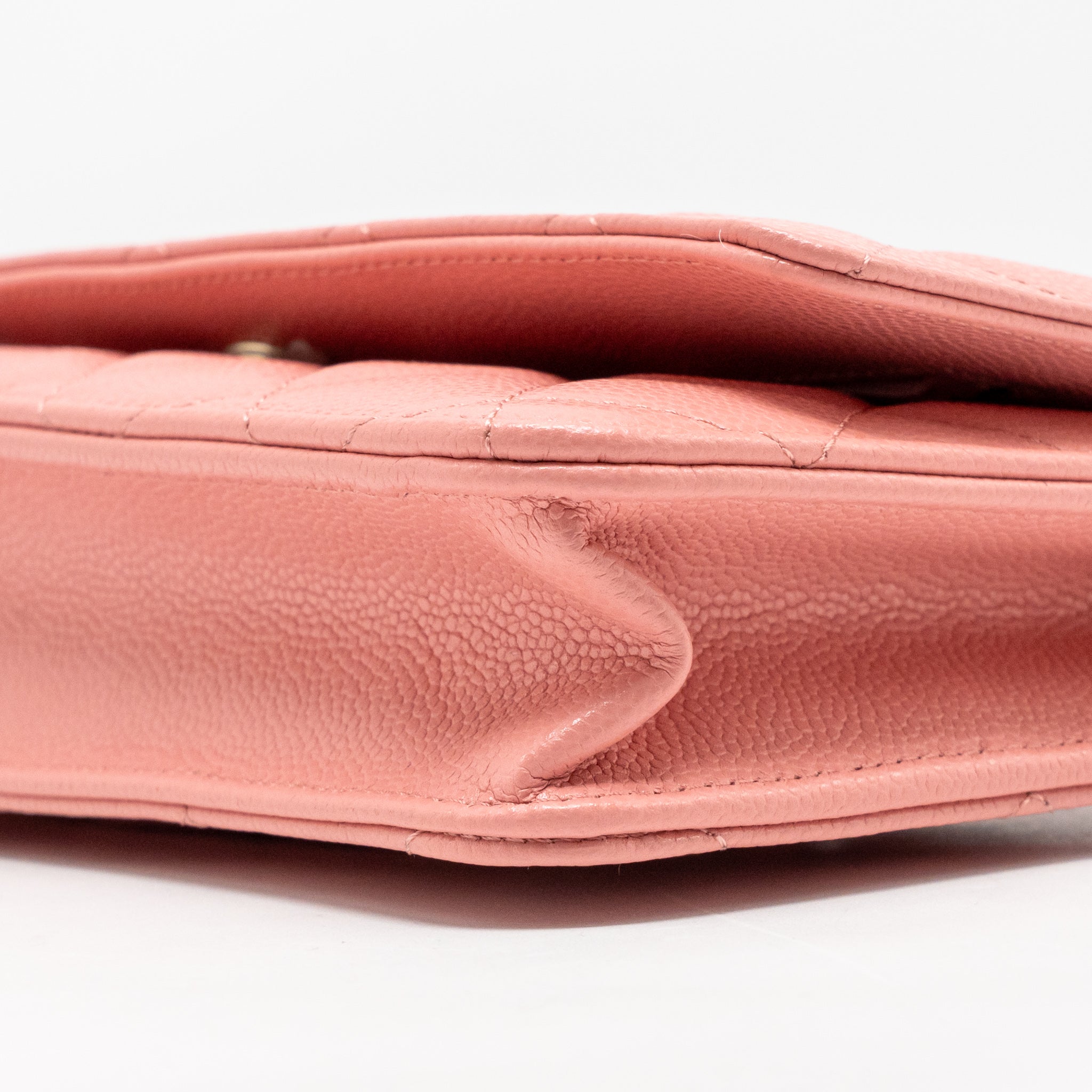 CHANEL CLASSIC WALLET ON CHAIN CAVIAR PINK LGHW (MICROCHIP)