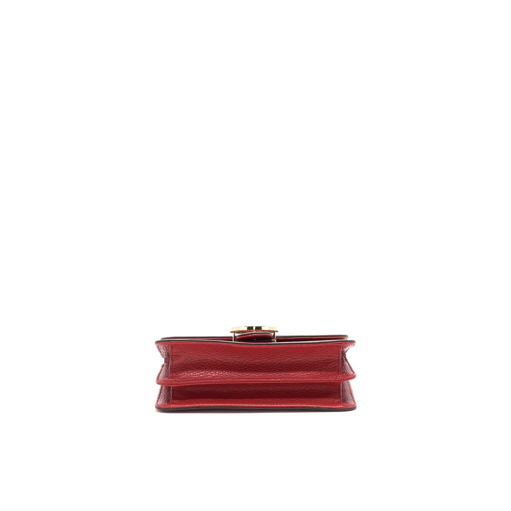 GUCCI GG INTERLOCKING SMALL CHAIN CROSSBODY BAG RED WITH LGHW