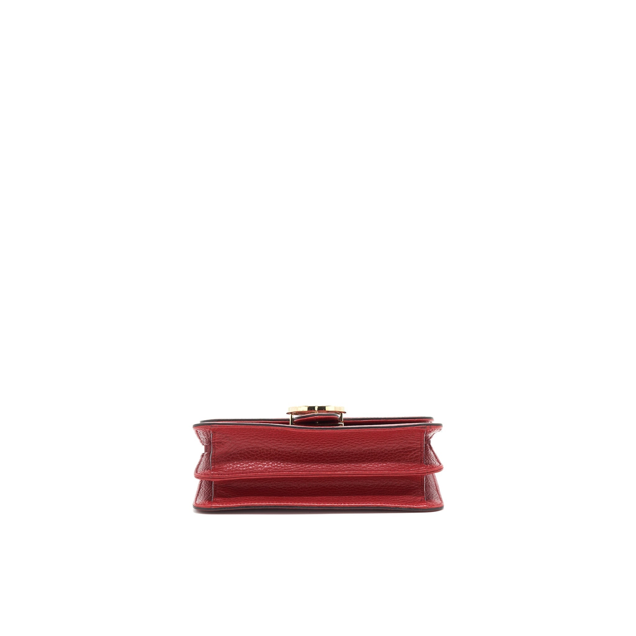 GUCCI GG INTERLOCKING SMALL CHAIN CROSSBODY BAG RED WITH LGHW