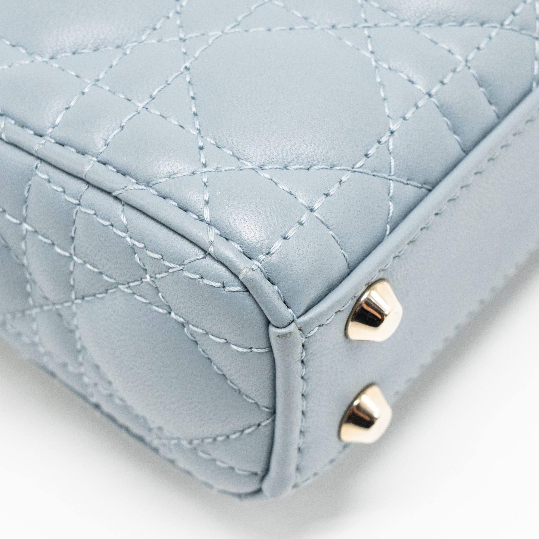 DIOR MICRO LADY DIOR CANNAGE LAMBSKIN GREY LGHW