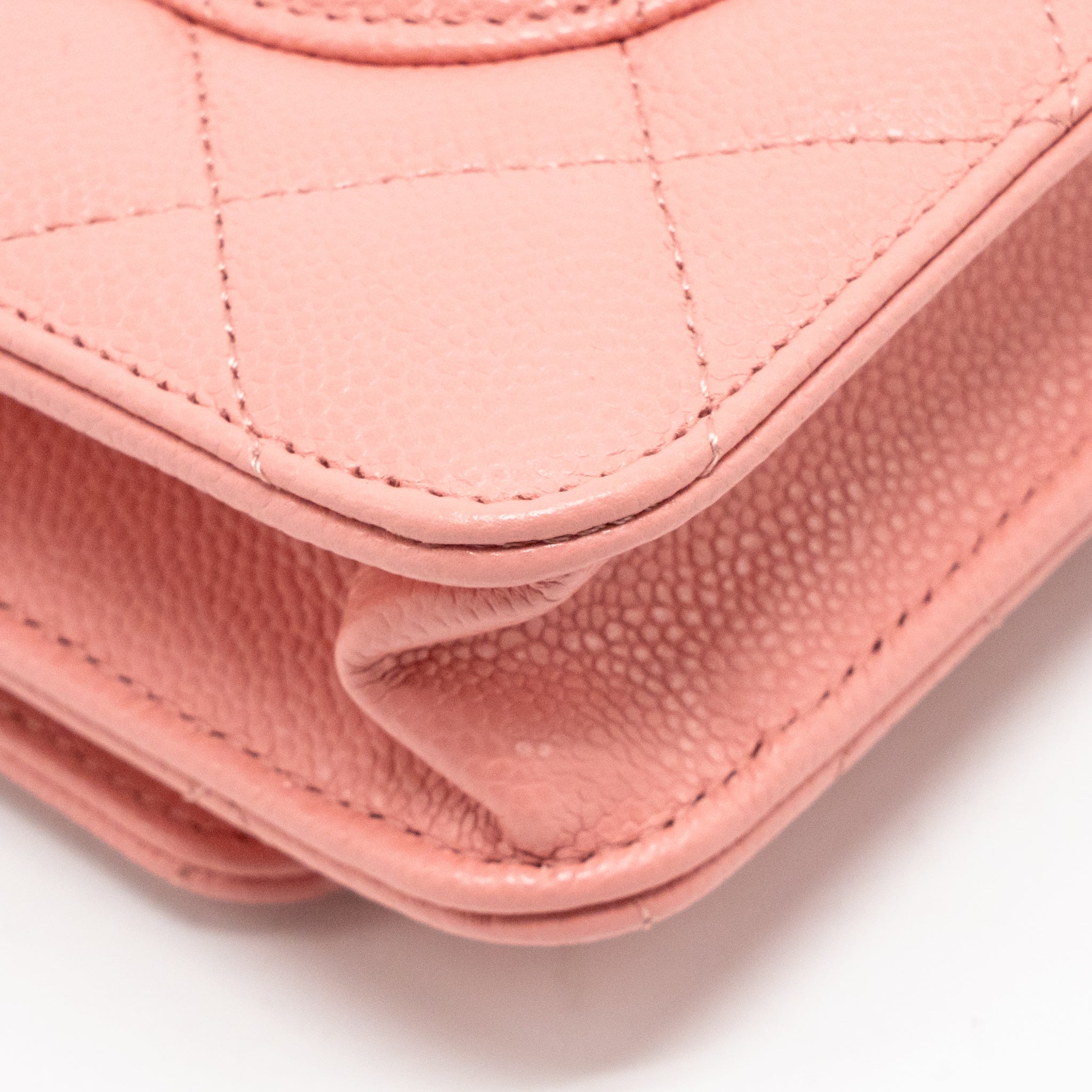 CHANEL CLASSIC WALLET ON CHAIN CAVIAR PINK LGHW (MICROCHIP)