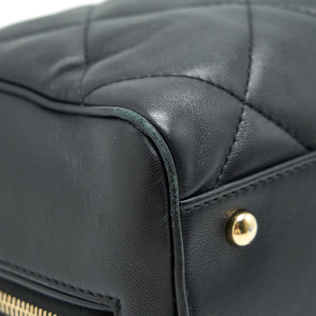 CHANEL BLACK LAMBSKIN BOWLING BAG GHW