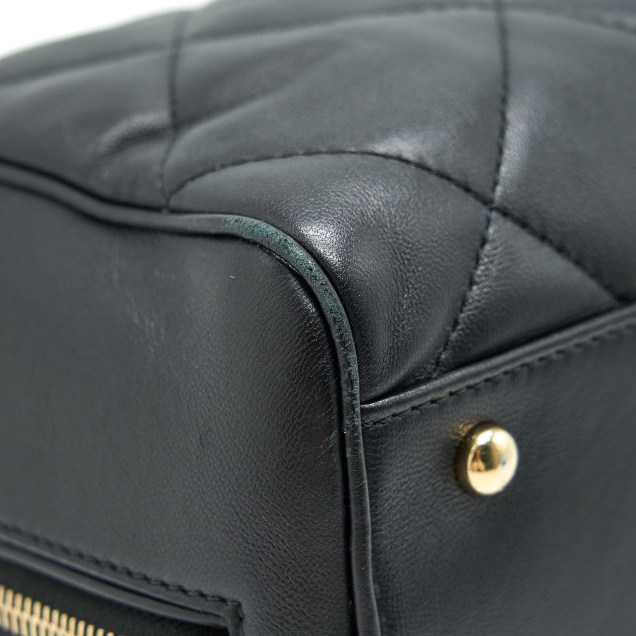 CHANEL BLACK LAMBSKIN BOWLING BAG GHW