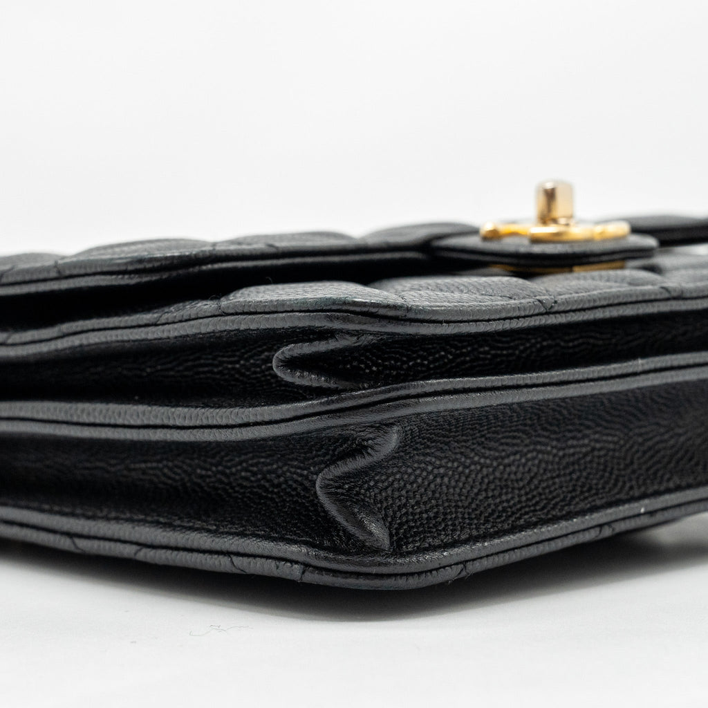 CHANEL CIRCULAR HANDLE QUILTED FLAP BAG CAVIAR BLACK GHW