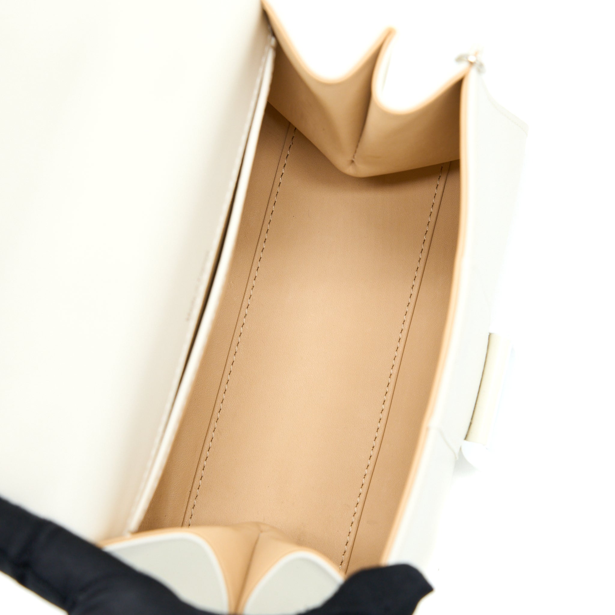 DELVAUX MINI BRILLIANT HANDBAG CALFSKIN WHITE WITH WHITE/SILVER HARDWARE