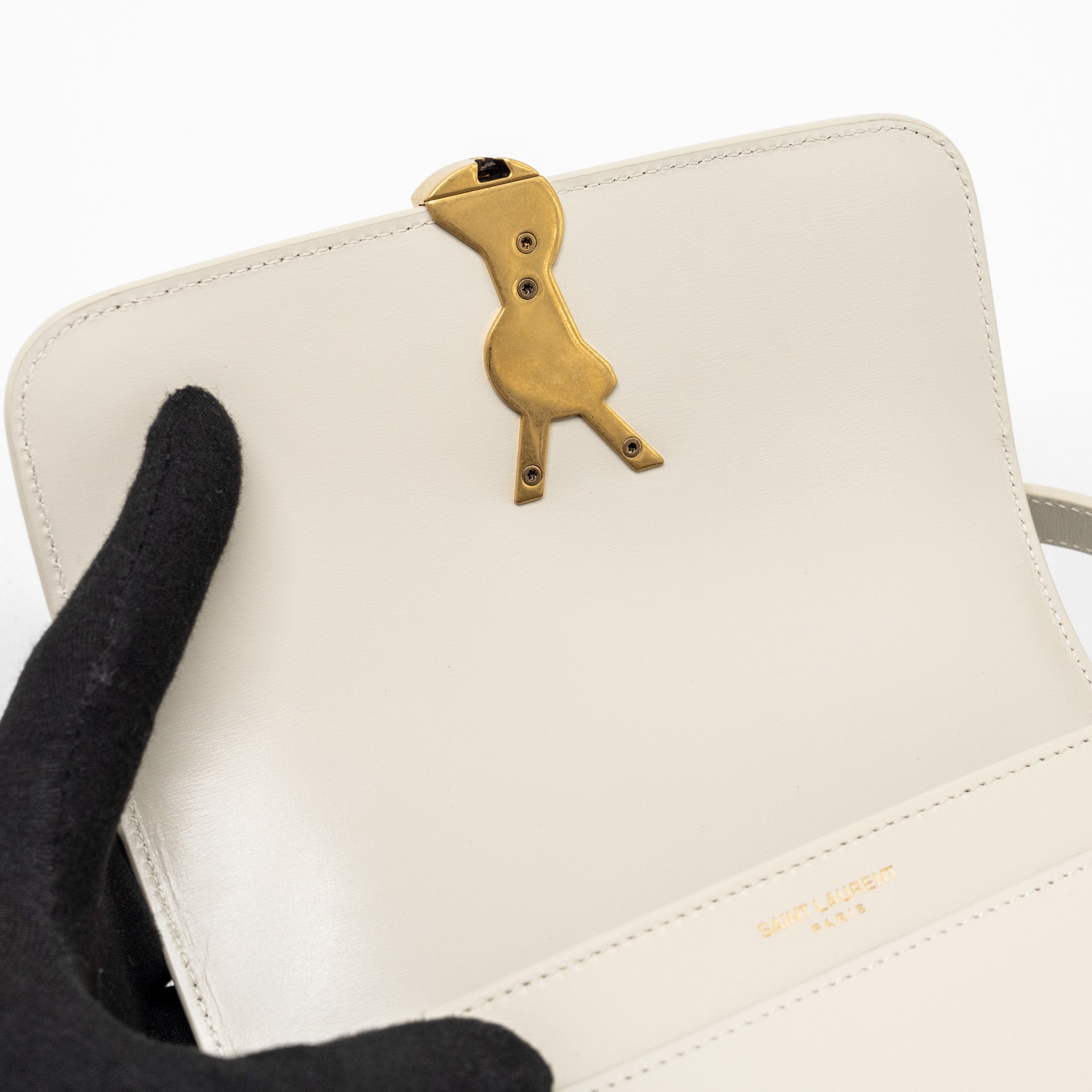 SAINT LAURENT/YSL SMALL SOLFERINO SATCHEL CROSSBODY BAG WHITE GHW