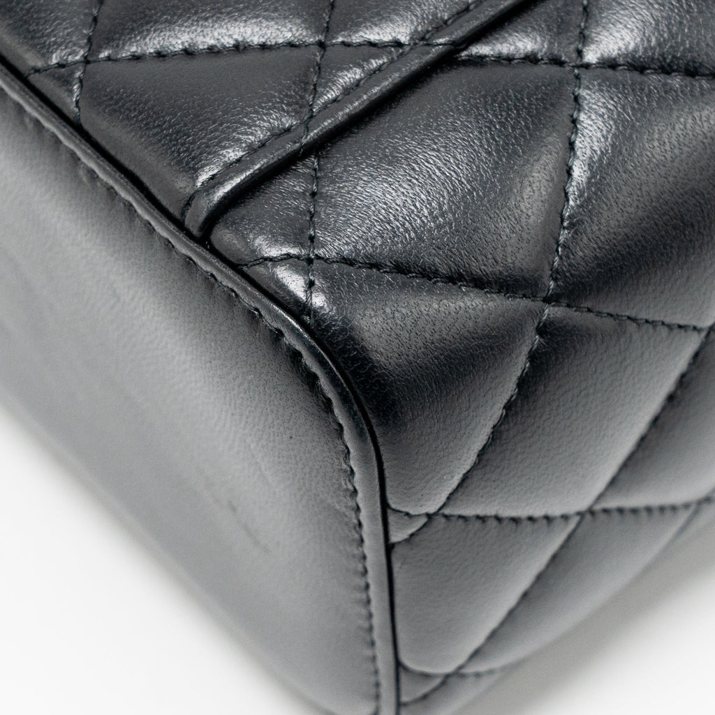 CHANEL PEARL CRUSH LONG VANITY WITH CHAIN LAMBSKIN BLACK GHW
