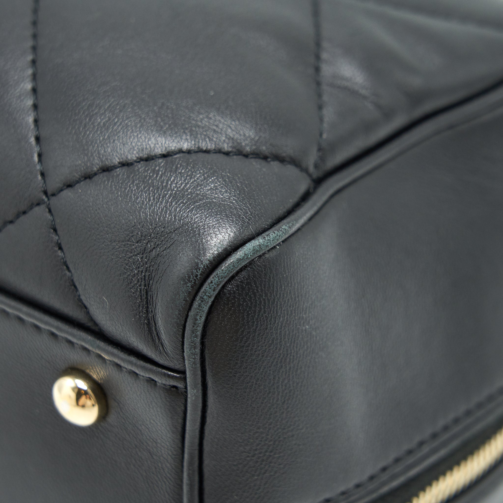CHANEL BLACK LAMBSKIN BOWLING BAG GHW