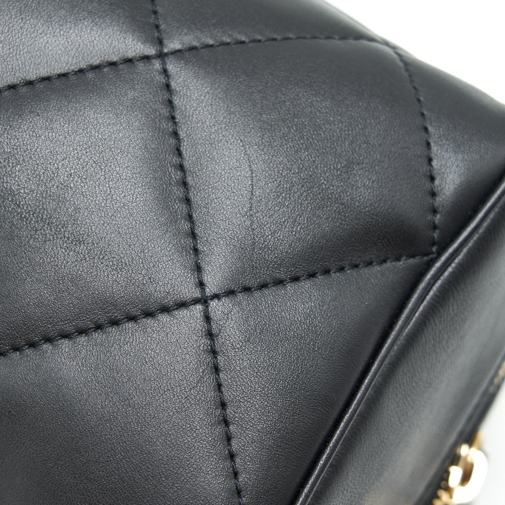 CHANEL BLACK LAMBSKIN BOWLING BAG GHW