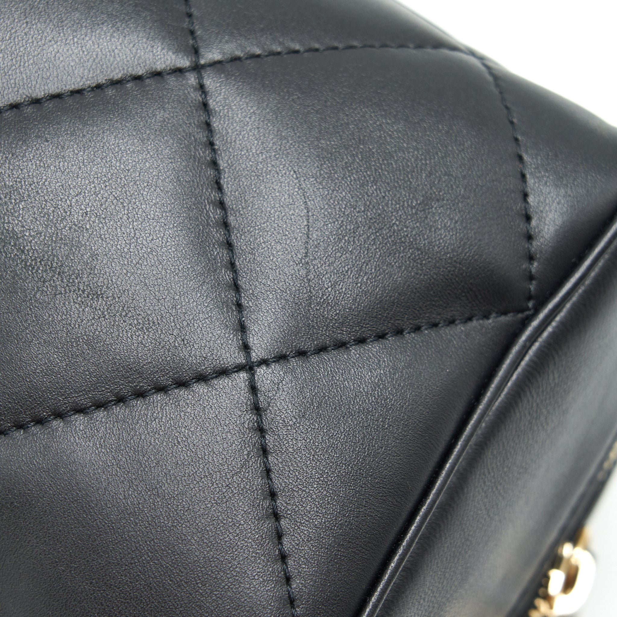 CHANEL BLACK LAMBSKIN BOWLING BAG GHW