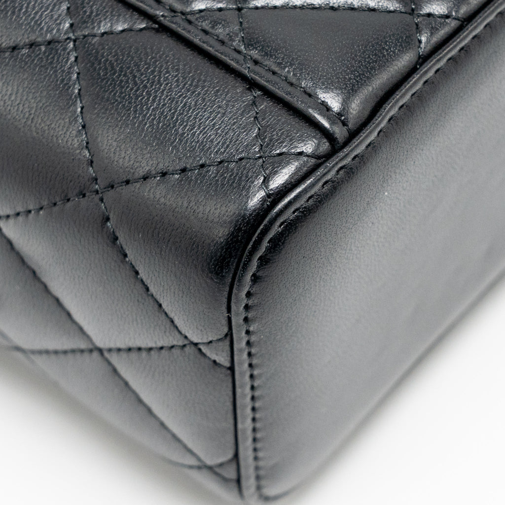 CHANEL PEARL CRUSH LONG VANITY WITH CHAIN LAMBSKIN BLACK GHW