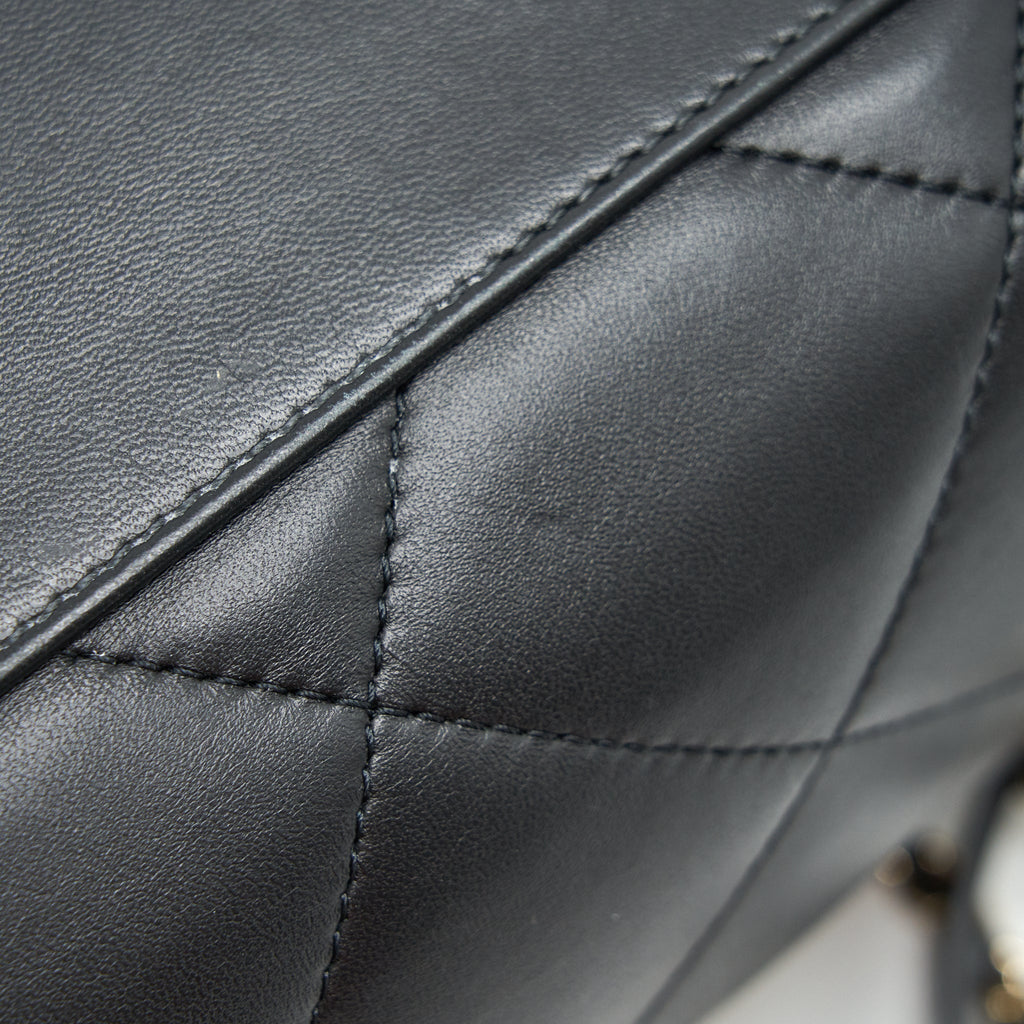 CHANEL BLACK LAMBSKIN BOWLING BAG GHW