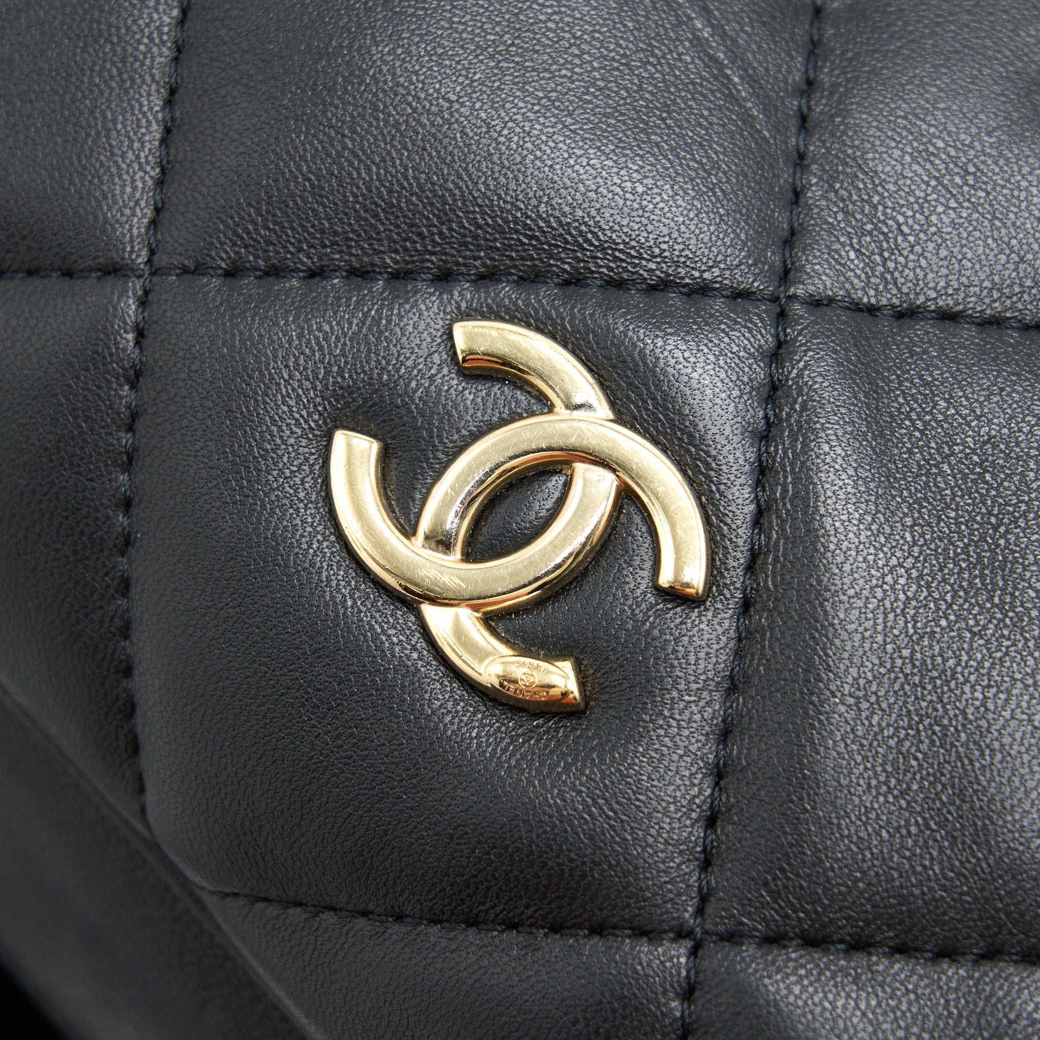 CHANEL BLACK LAMBSKIN BOWLING BAG GHW