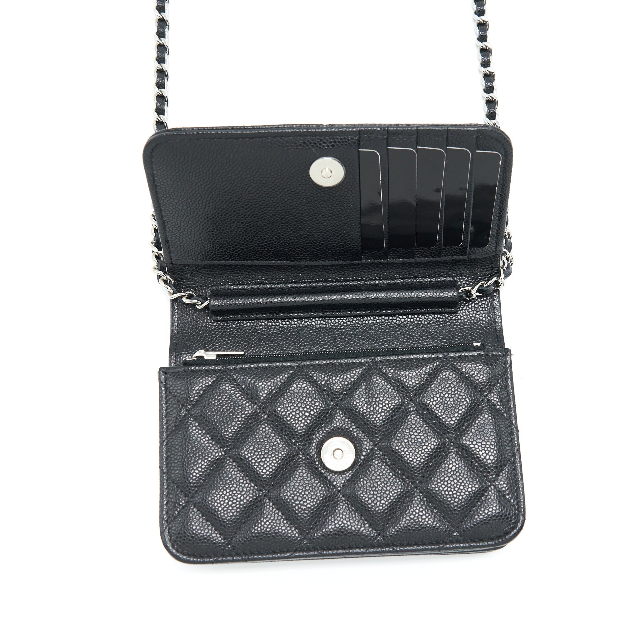 CHANEL MINI WALLET ON CHAIN CAVIAR BLACK SHW