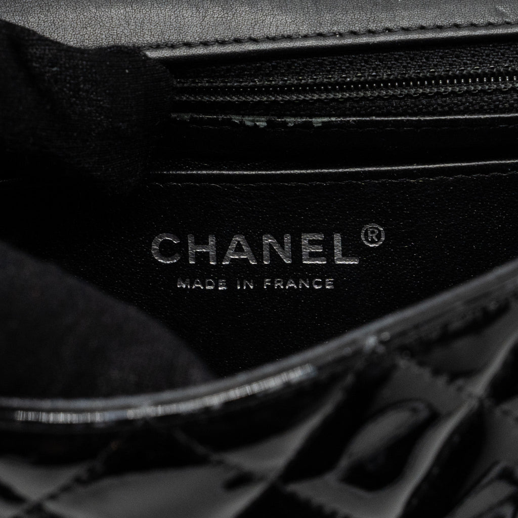 CHANEL MINI RECTANGULAR FLAP BAG PATENT BLACK SHW
