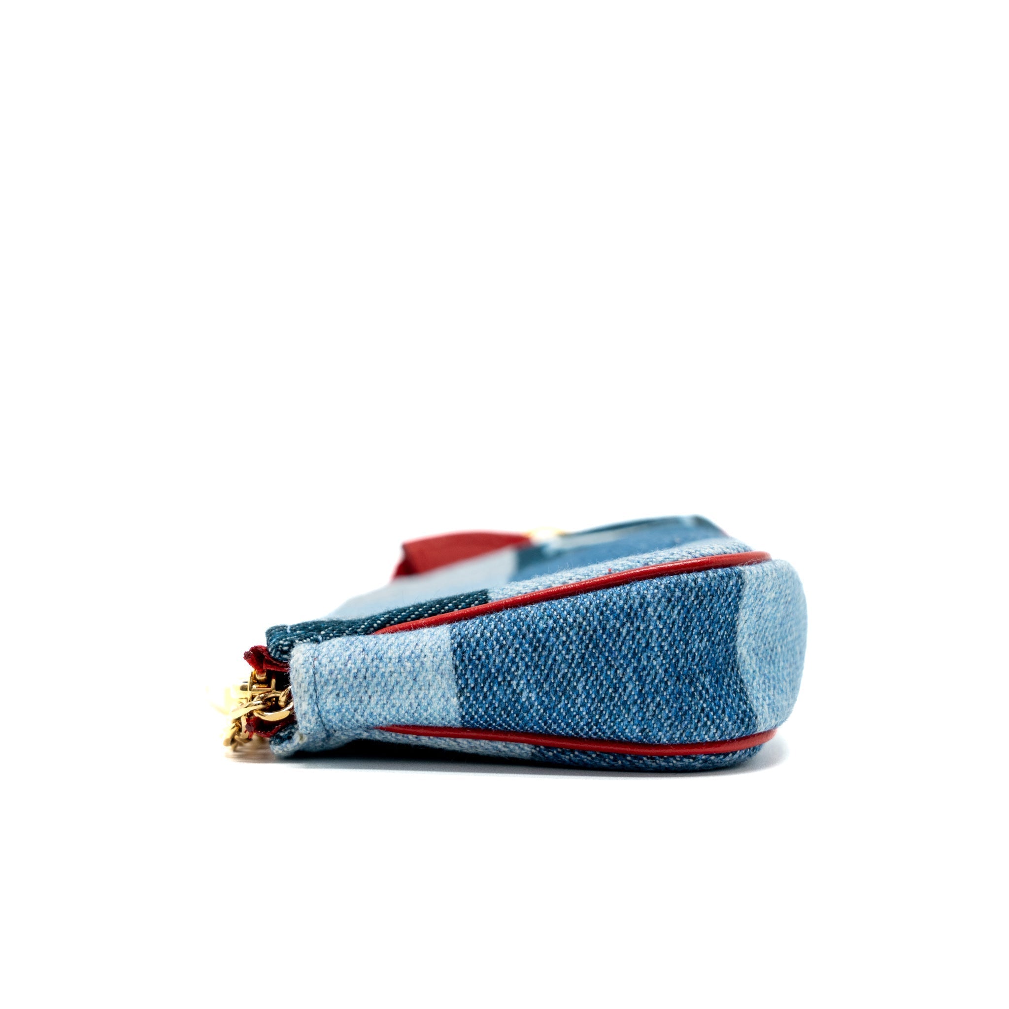 LOUIS VUITTON LIMITED EDITION ROUGE MICRO POCHETTE MONOGRAM JACQUARD DENIM BLUE GHW