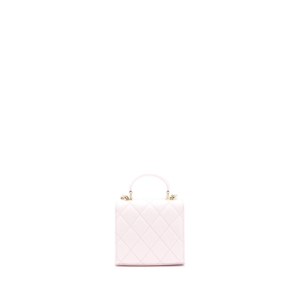 CHANEL 22P TOP HANDLE MINI FLAP BAG WITH CHAIN LAMBSKIN PINK LGHW