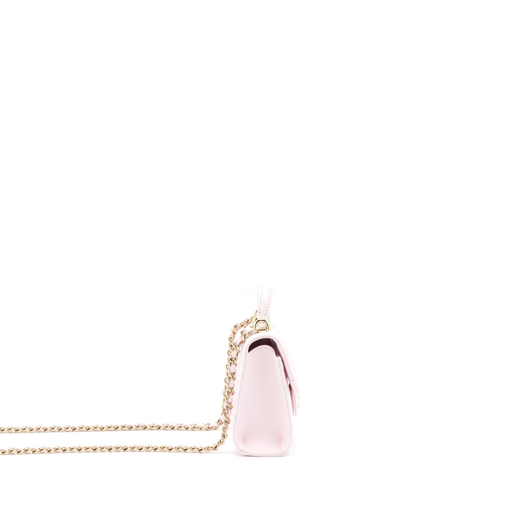 CHANEL 22P TOP HANDLE MINI FLAP BAG WITH CHAIN LAMBSKIN PINK LGHW