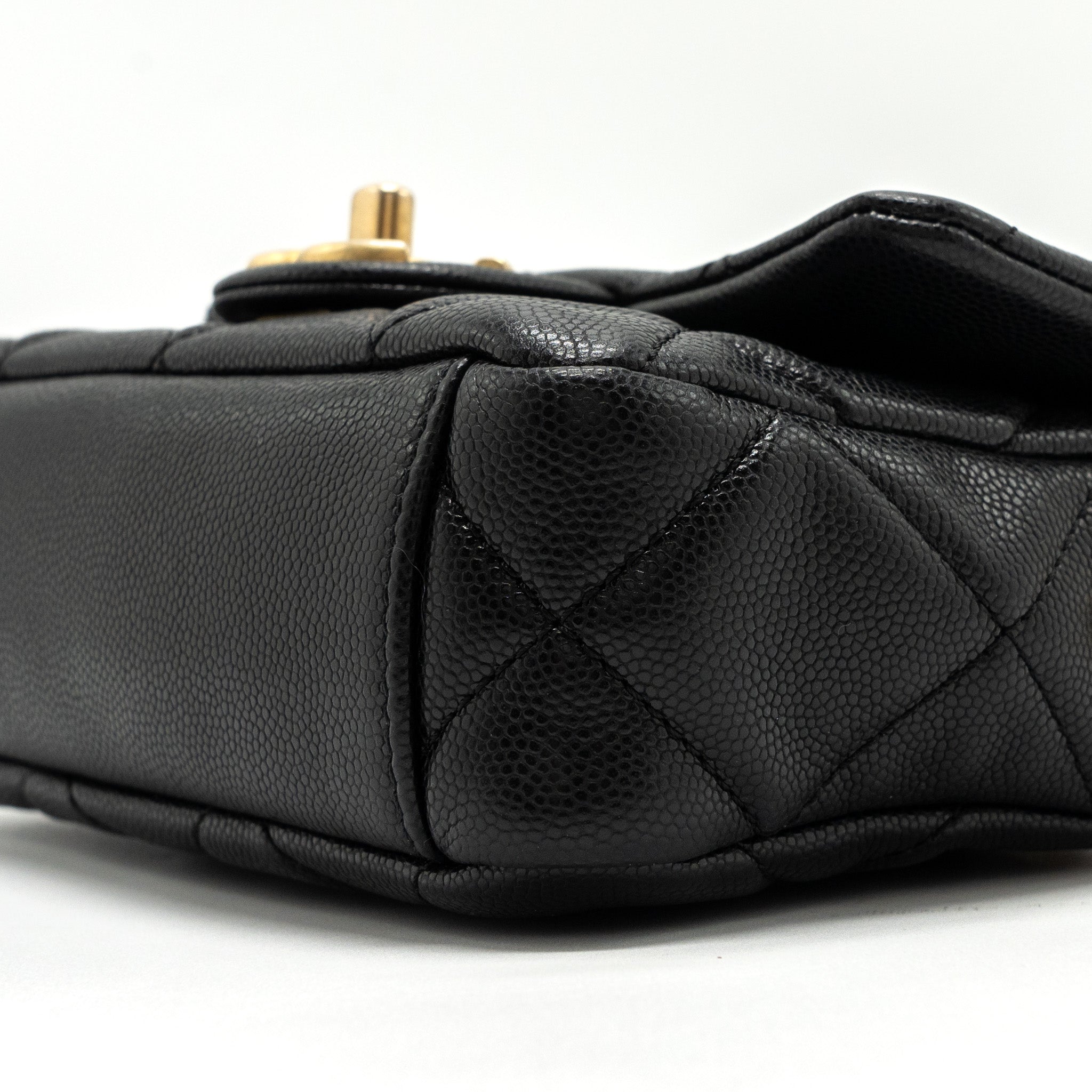 CHANEL MINI TWIST YOUR BUTTON SQUARE FLAP BAG CAVIAR BLACK GHW