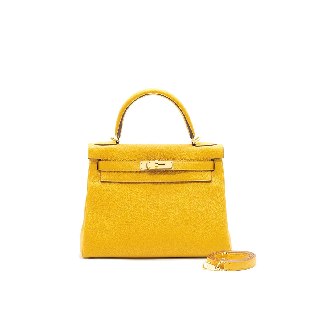 HERMES KELLY 28 CLEMENCE JAUNE AMBER GHW