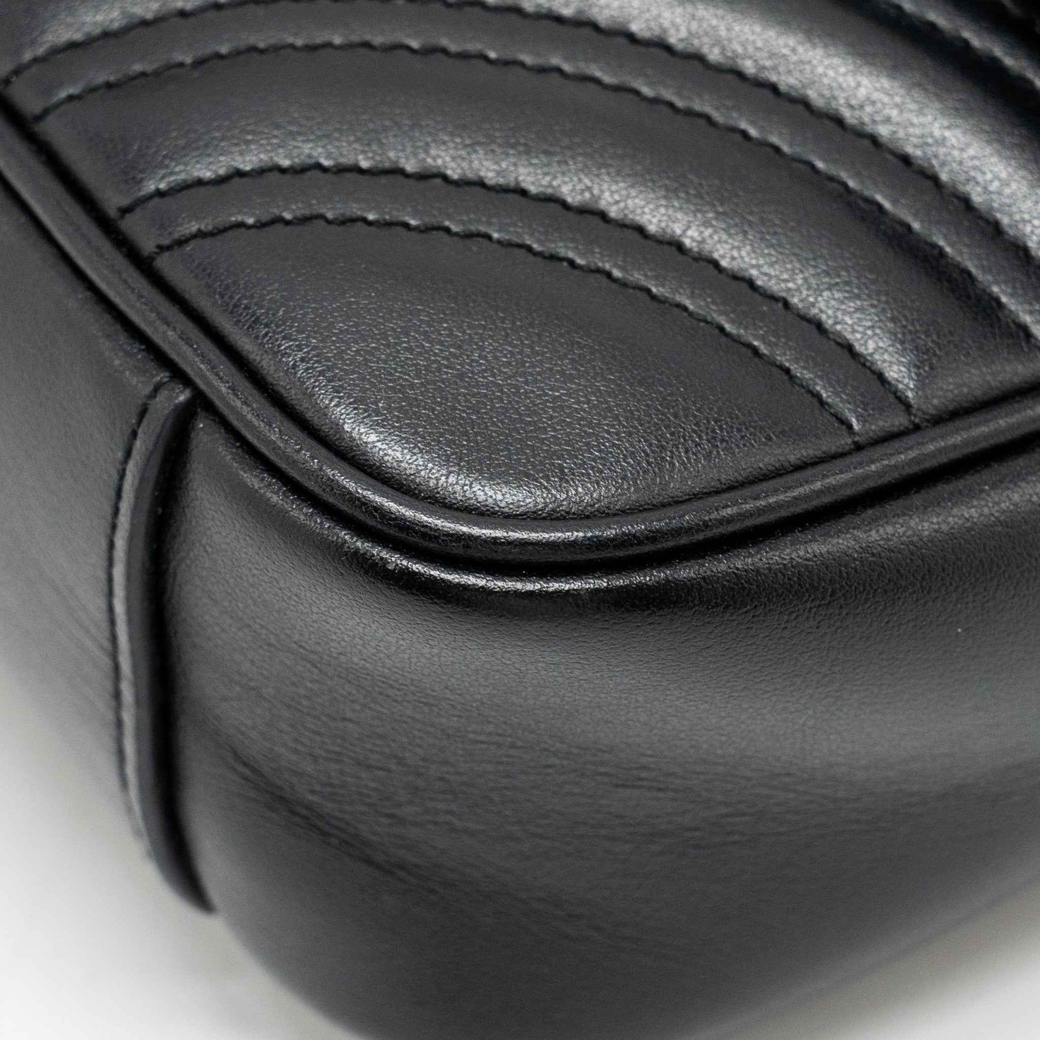 GUCCI MINI GG MARMONT SHOULDER BAG CALFSKIN BLACK GHW