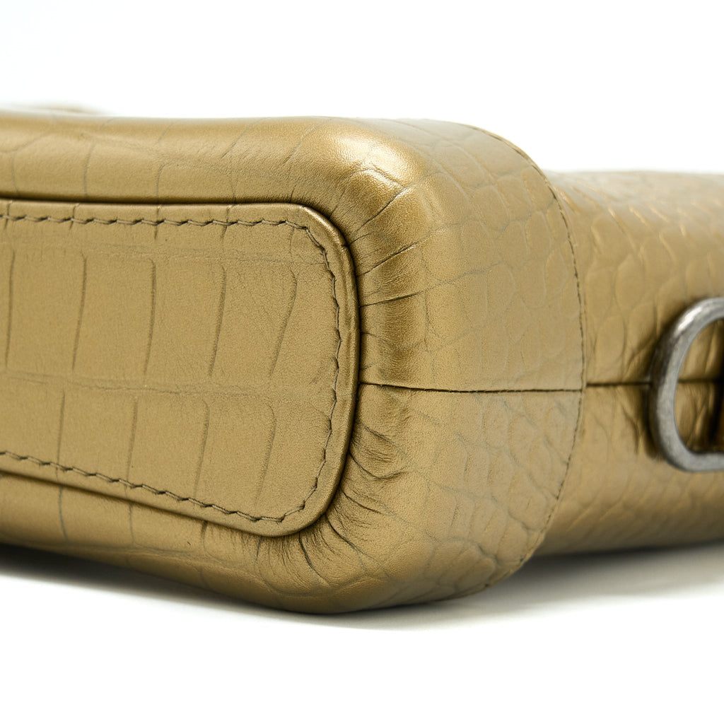 CHANEL SMALL GABRIELLE HOBO BAG CROCODILE EMBOSSED CALFSKIN GOLD MULTICOLOUR HARDWARE