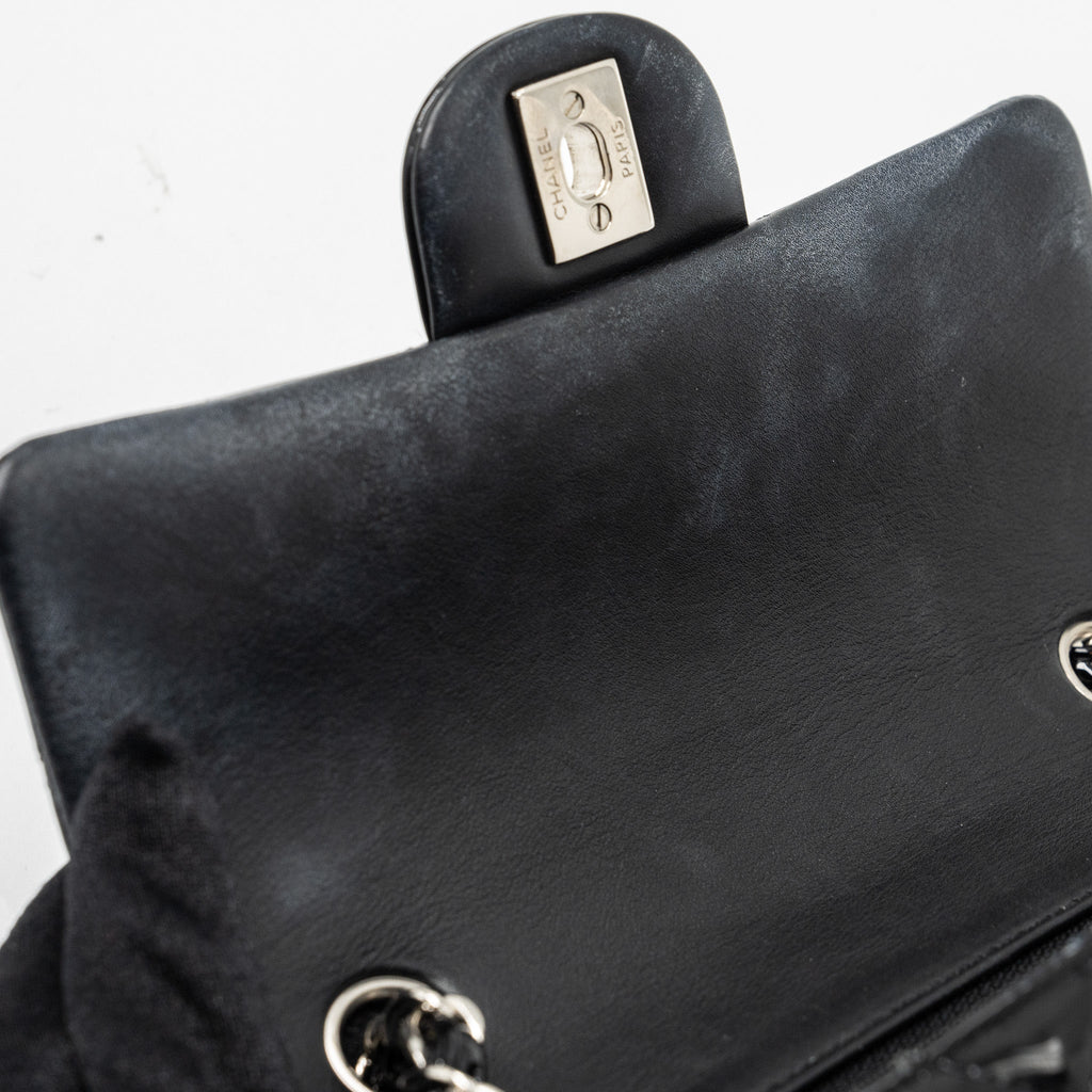 CHANEL MINI RECTANGULAR FLAP BAG PATENT BLACK SHW