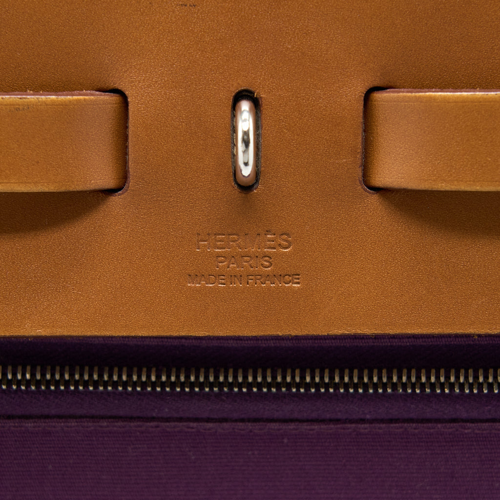 HERMES HERBAG 39 ZIP BAG HUNTER/CANVAS PURPLE SHW