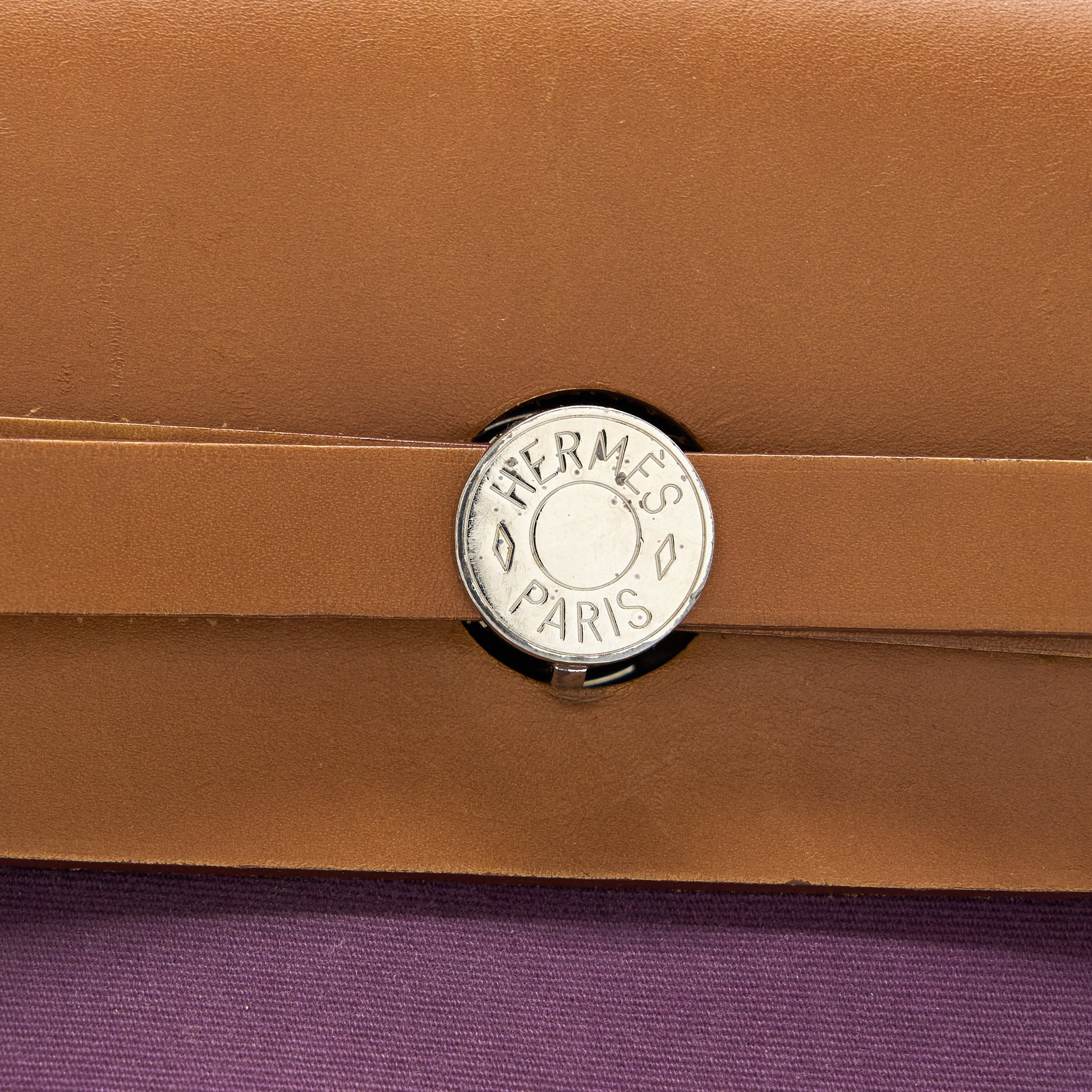 HERMES HERBAG 39 ZIP BAG HUNTER/CANVAS PURPLE SHW