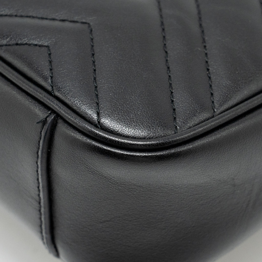 GUCCI MINI GG MARMONT SHOULDER BAG CALFSKIN BLACK GHW