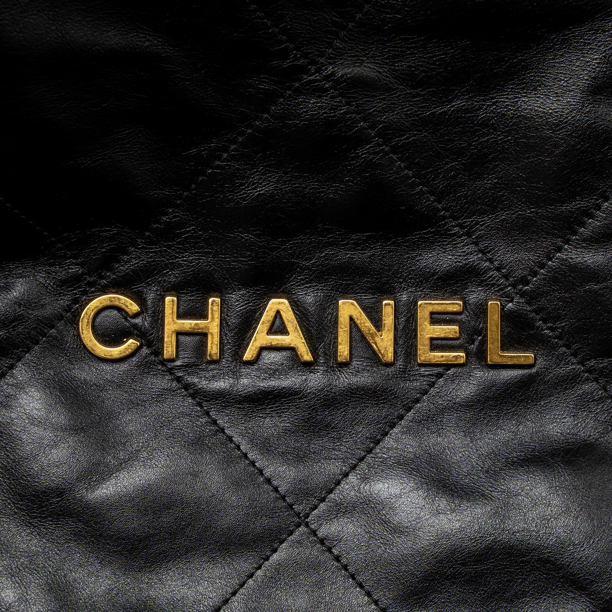CHANEL LARGE 22 BAG SHINY CALFSKIN BLACK GHW (MICROCHIP)