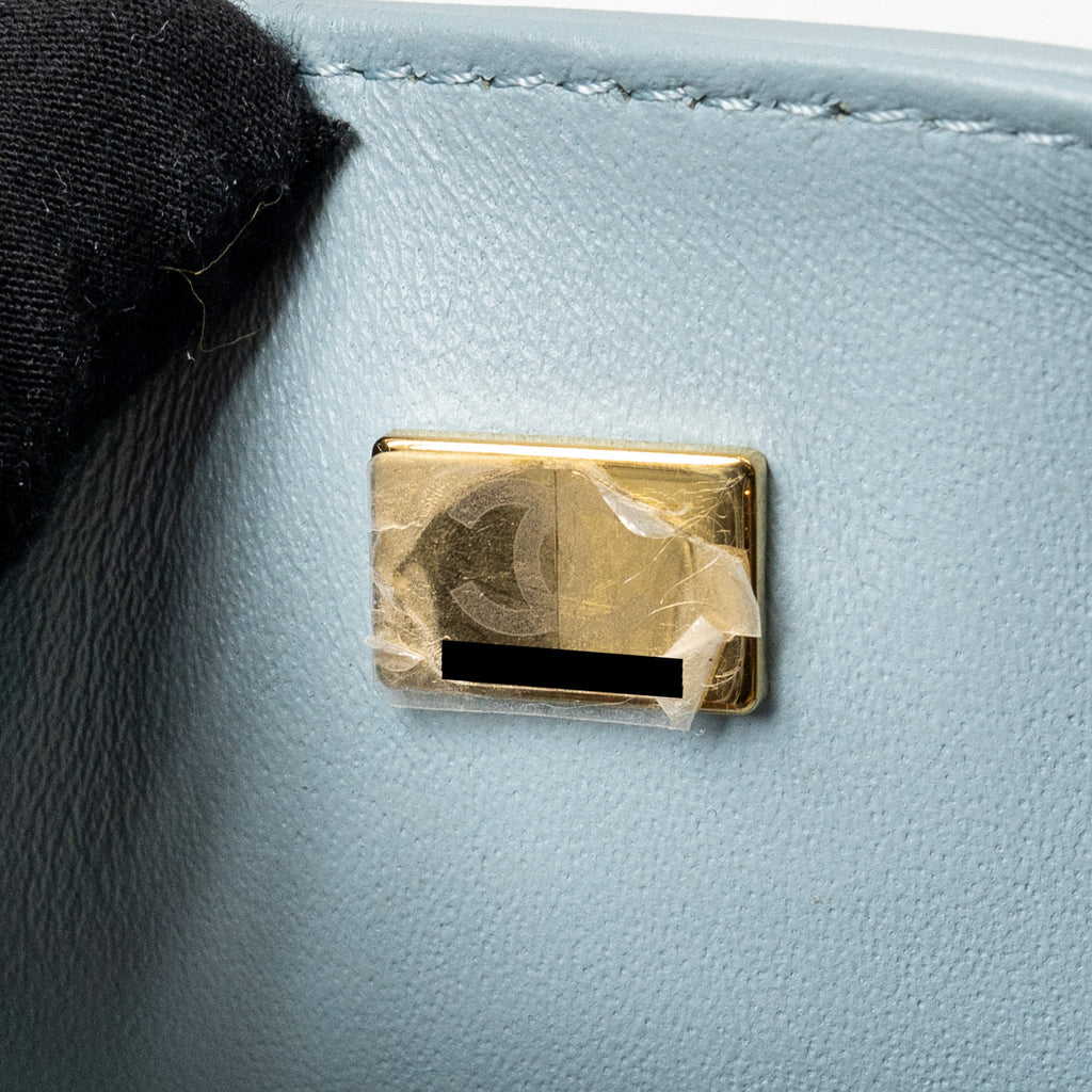 CHANEL SMALL 2.55 226 REISSUE DOUBLE FLAP BAG CALFSKIN LIGHT BLUE GHW (MICROCHIP)