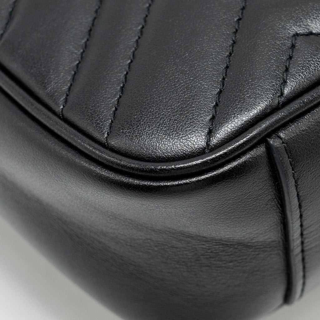 GUCCI MINI GG MARMONT SHOULDER BAG CALFSKIN BLACK GHW