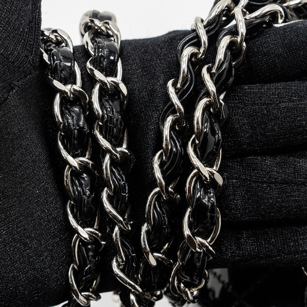 CHANEL MINI RECTANGULAR FLAP BAG PATENT BLACK SHW