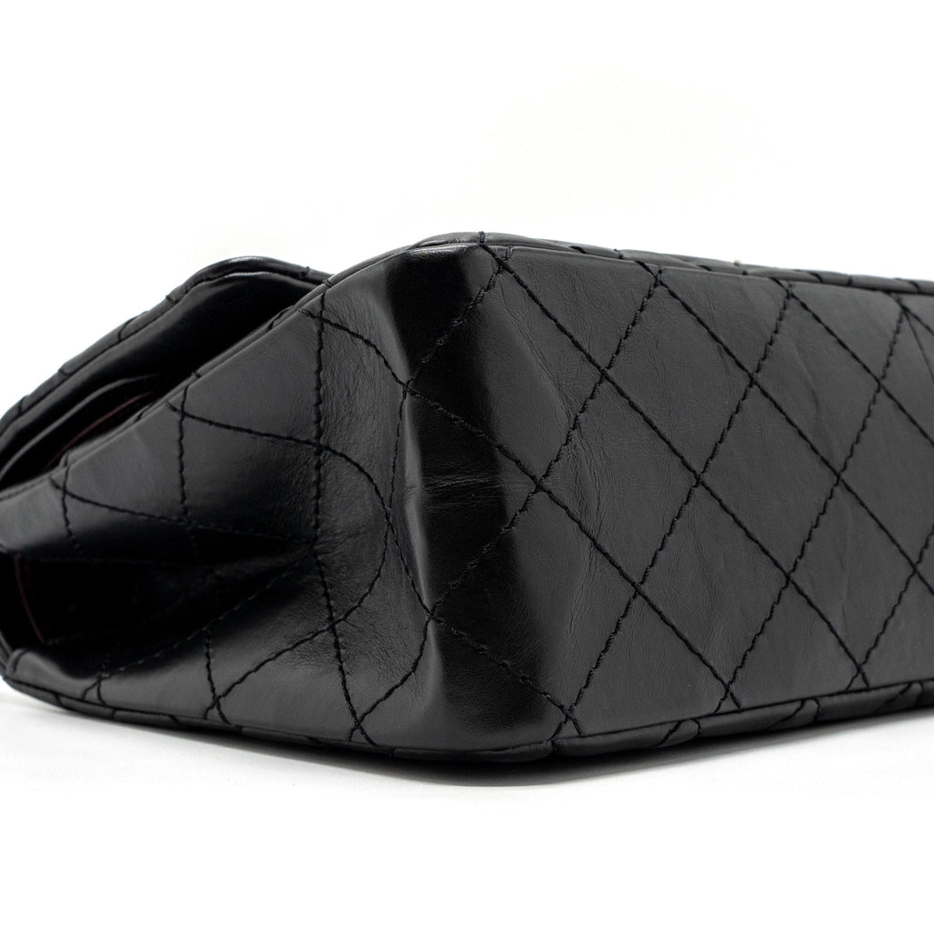 CHANEL 2.55 226 REISSUE FLAP BAG AGED CALFSKIN BLACK RUTHENIUM HARDWARE