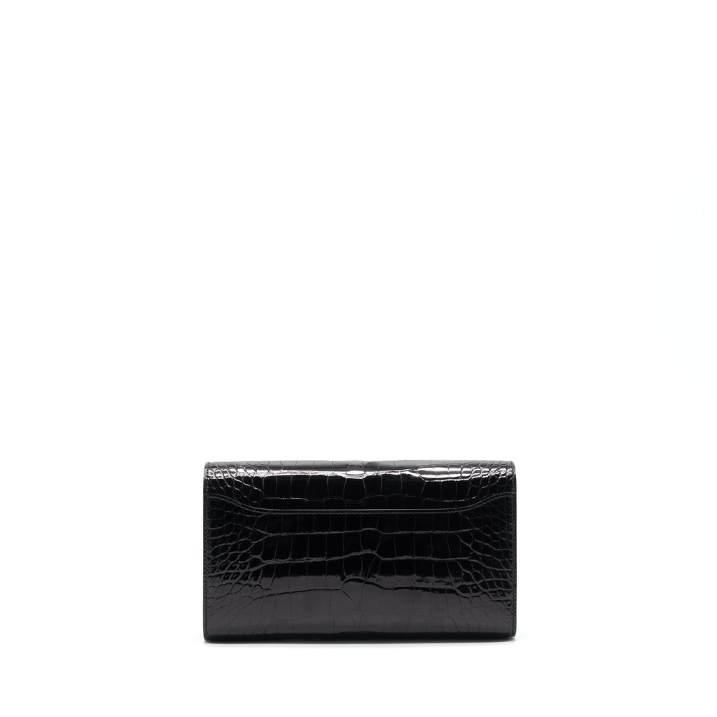 HERMES CONSTANCE TO GO ALLIGATOR MISSISSIPPIENSIS BLACK WITH BLACK HARDWARE