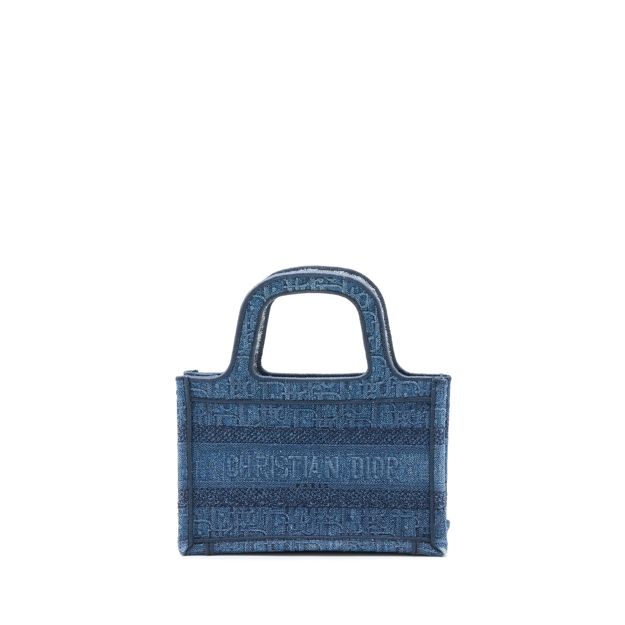 DIOR MINI BOOK TOTE DENIM BLUE OBLIQUE