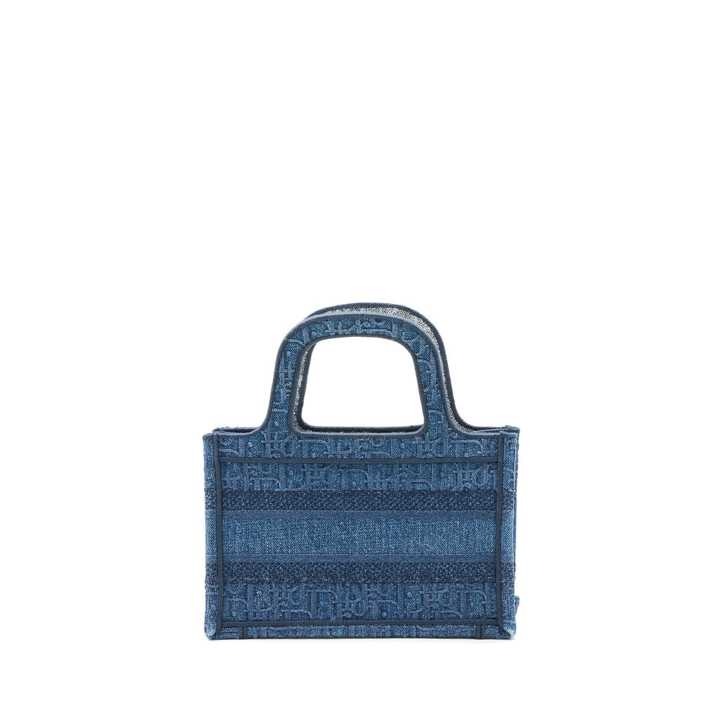DIOR MINI BOOK TOTE DENIM BLUE OBLIQUE