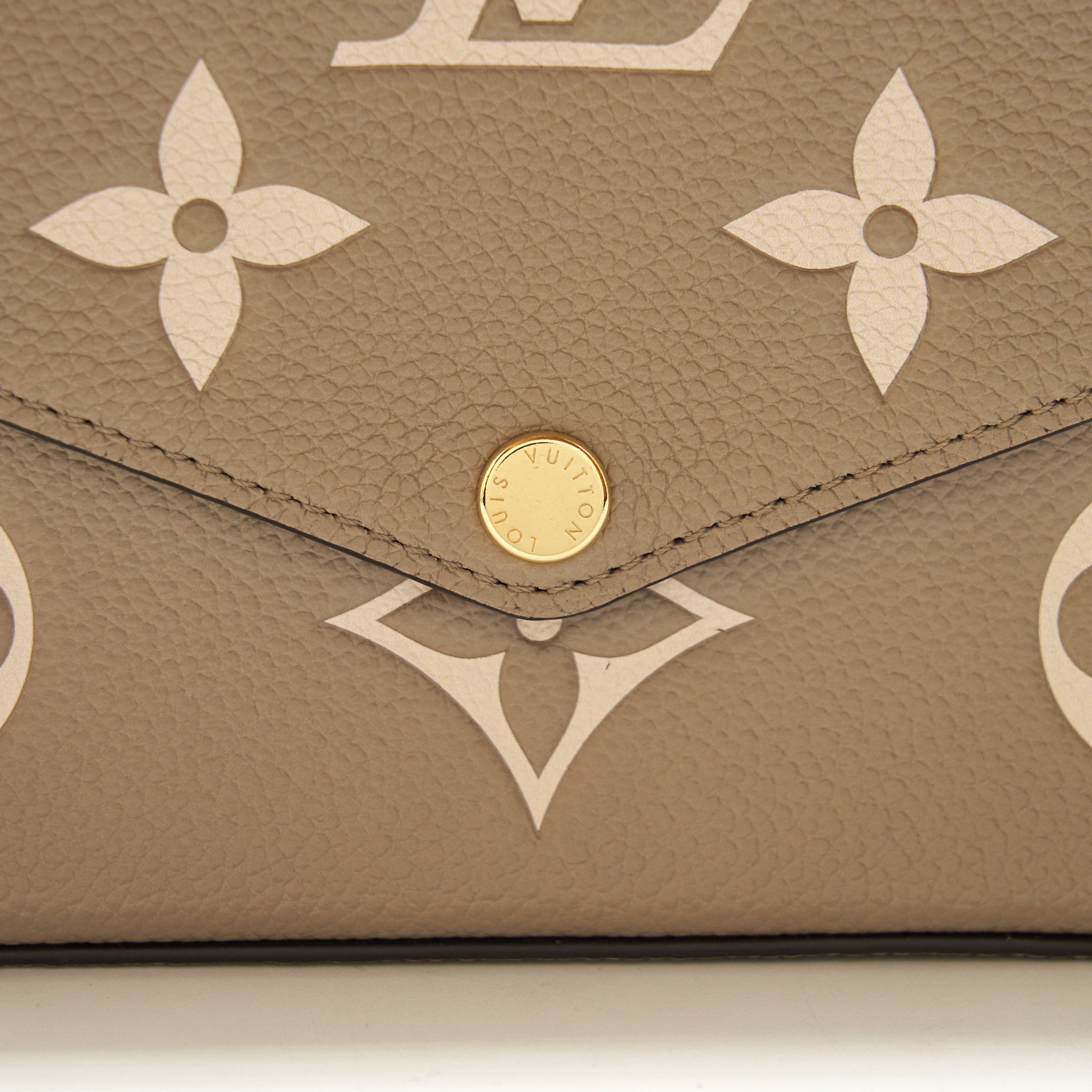 LOUIS VUITTON FELICIE POCHETTE TOURTERELLE/CREME GHW