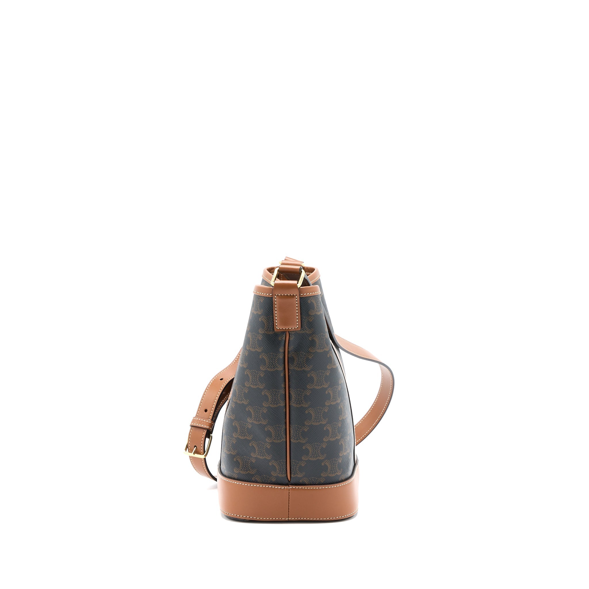 CELINE SMALL BUCKET BAG TRIOMPHE CANVAS/LEATHER TAN GHW