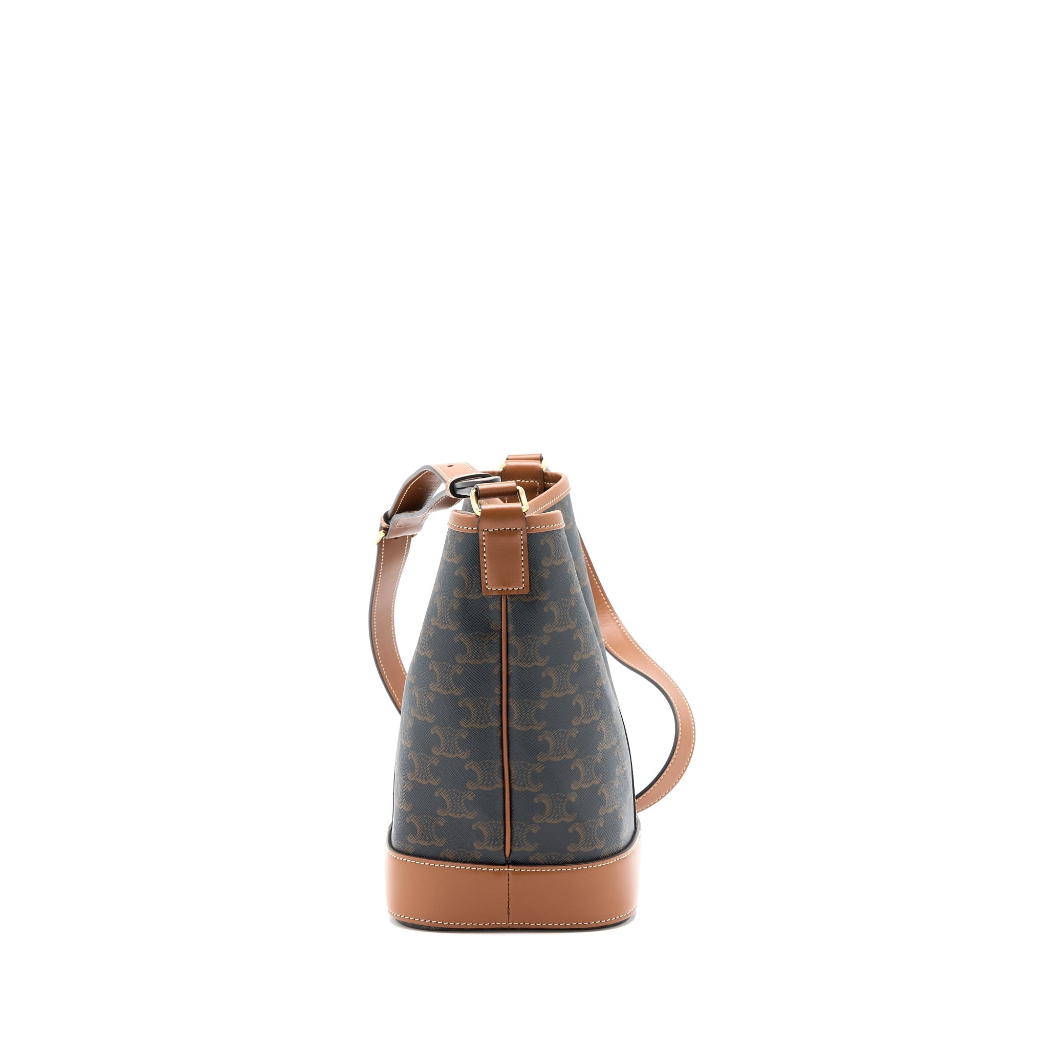 CELINE SMALL BUCKET BAG TRIOMPHE CANVAS/LEATHER TAN GHW